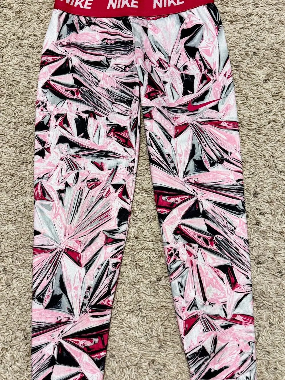 Nike Girls' Pink Dri Fit Patterned Leggings
